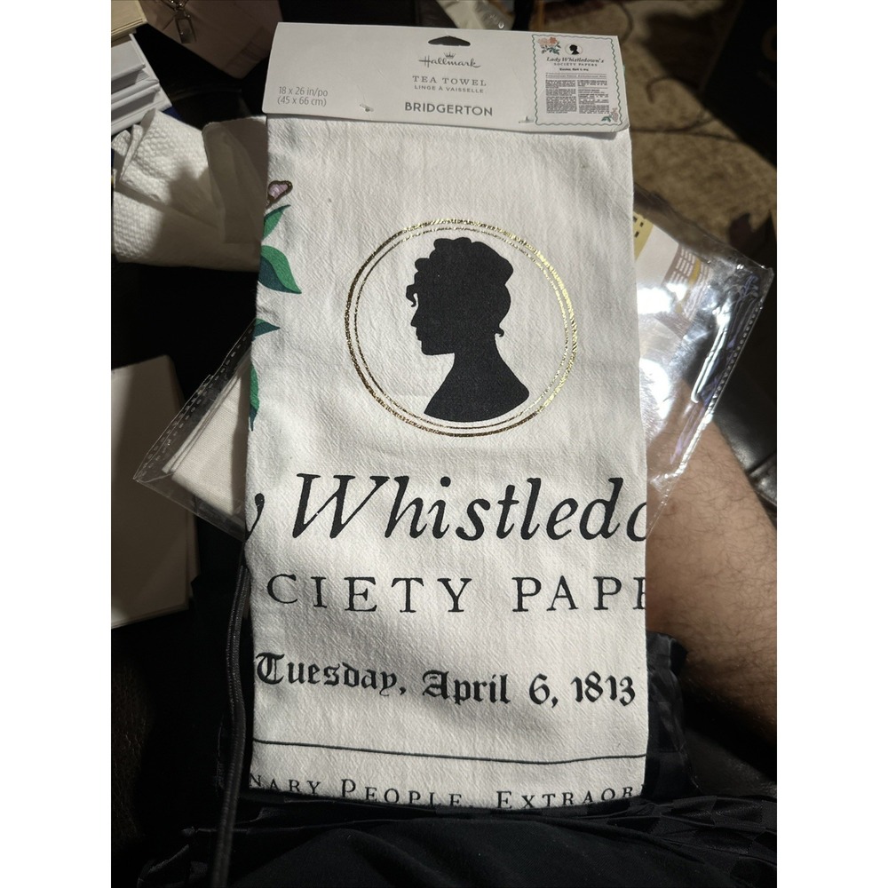 Hallmark Bridgerton Lady Whistledown Tea Towel Cotton 18x26 New Society Papers